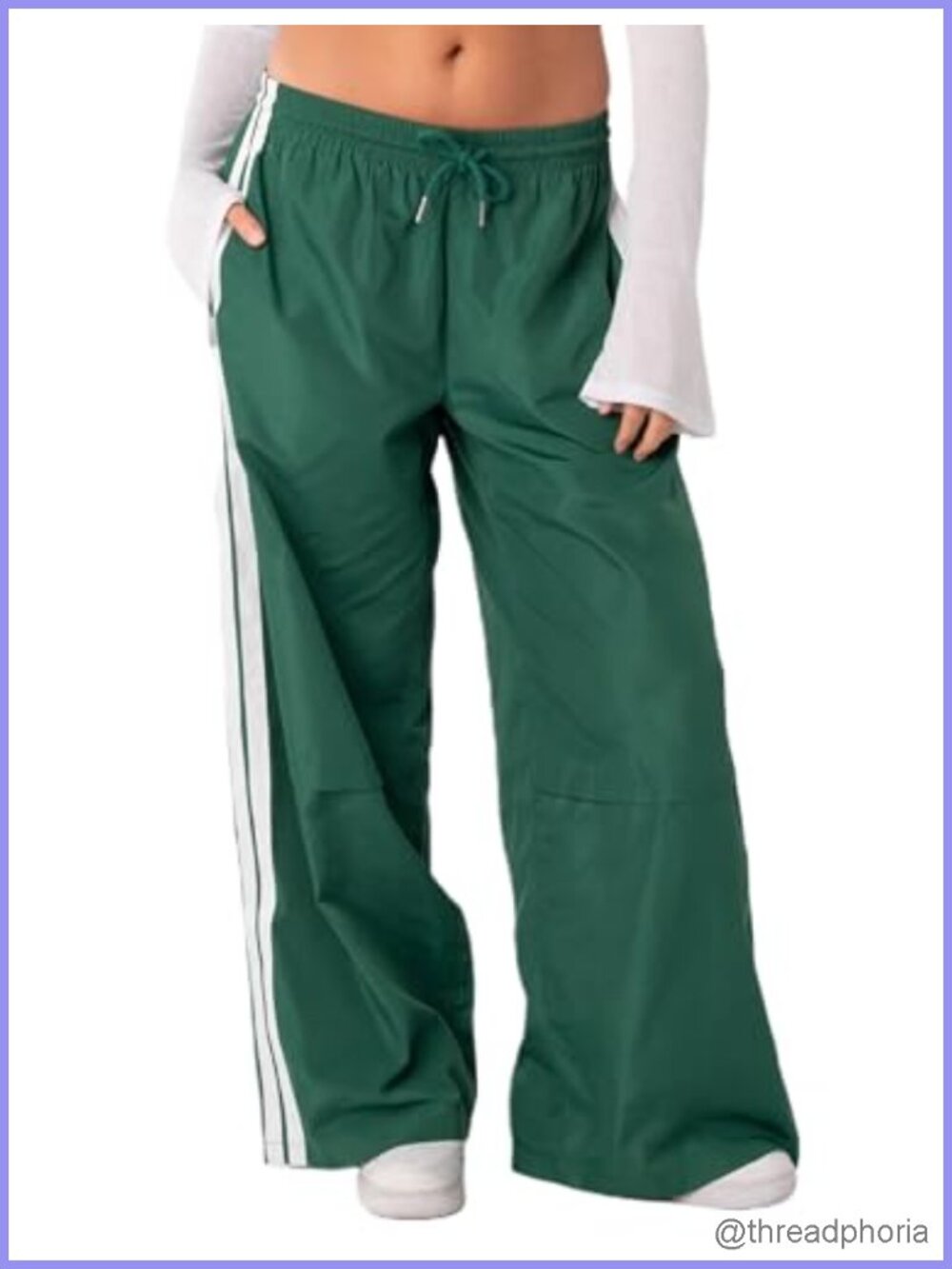 Women Striped Track Pants Elastic Waist Straight Leg Sweatpants Wide Leg with
